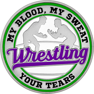 Purple "Wrestling" with Green Outer Circular Borders